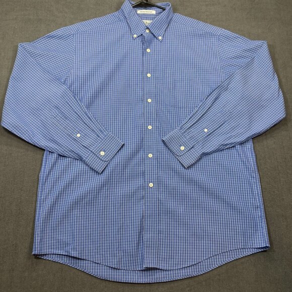 L.L. Bean Mens Blue Wrinkle-Resistant Button-Down Shirt Size L Reg 100% Cotton - Picture 1 of 12